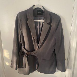 Unique Belted Grey Slouchy Blazer